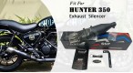 For Royal Enfield Hunter 350 Silver Stallion Exhaust Silencer Black and Silver - SPAREZO